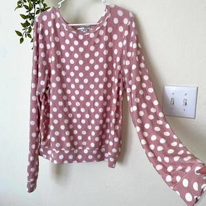 Wildfox Women's Sweater Pullover Beach Jumper Pink/White Polka Dot xs